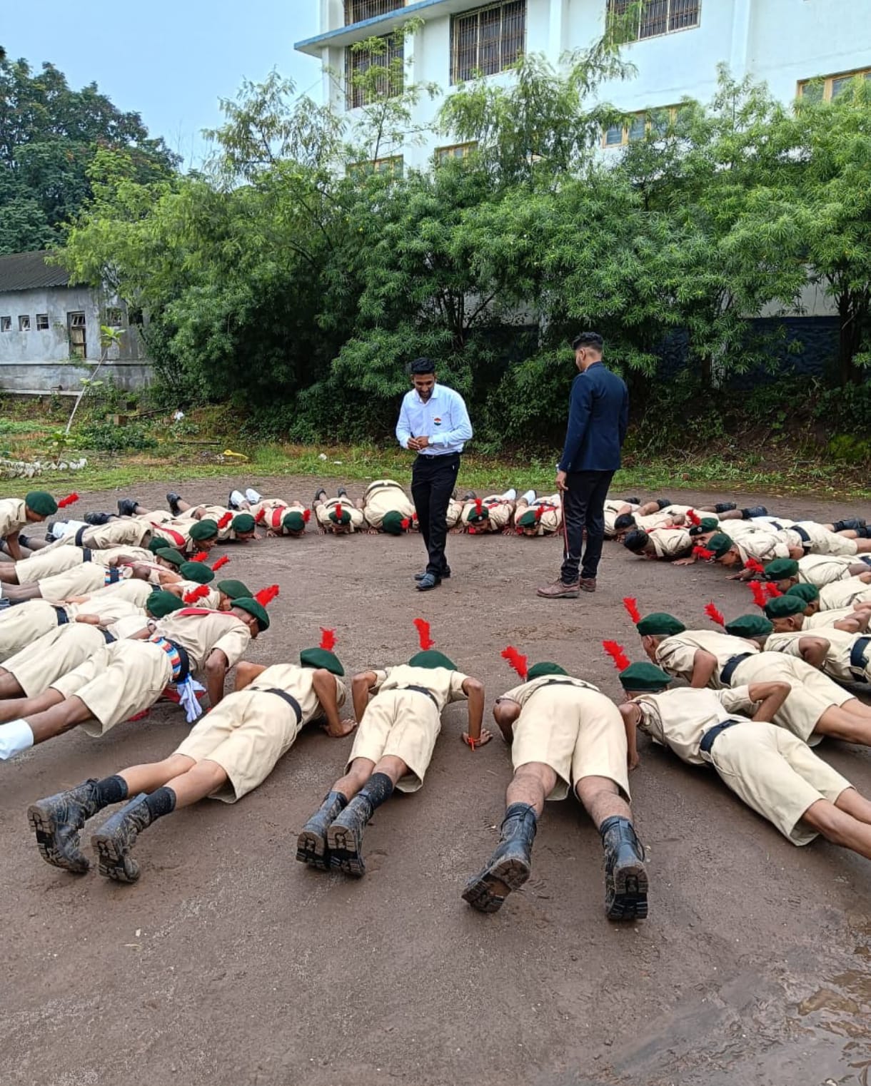 Defence coaching students in drill formation — NADAS Aurangabad